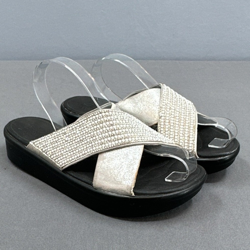 Skechers Bumblers Summer Scorcher Sandals Womens 7 Silver Metalic Bead Slip On